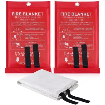  1 / 2 шт. 1 м Противопожарное одеяло Волокно Эвакуационное одеяло Необходимое противопожарное одеяло для кухонного отсека Термостойкое пламя 0