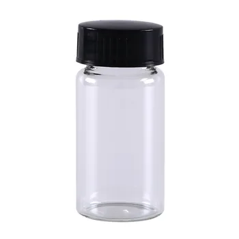  1 шт. 20 мл прозрачные прозрачные лабораторные маленькие стеклянные флаконы бутылки контейнеры с черной завинчивающейся крышкой стеклянные бутылки для отбора проб жидкости