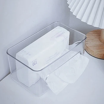 1 шт. Прозрачная коробка для хранения Настенная коробка для салфеток Одноразовый держатель для маски большой емкости Свободная штамповка для входа в домашний офис