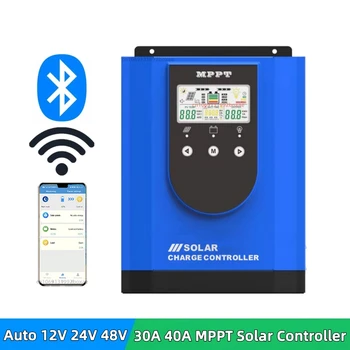 12 В 24 В 48 В 40 А MPPT Солнечный контроллер заряда Bluetooth APP Регулятор мониторинга данных для LiFePO4 Литий-свинцово-кислотный гелевый аккумулятор