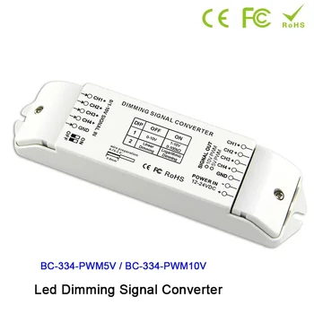 12 В 24 В Светодиодный преобразователь сигналов затемнения BC-334 DIP отключает аналоговый сигнал 0/1-10 В 5 В PWM/10 В PWM * 4 канала 40 мА * 4 канала Светодиодные лампы Диммер