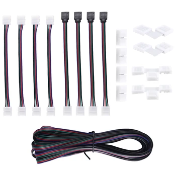 16,4 фута (5 м) 4-контактный удлинительный кабель для светодиодной ленты RGB, комплекты разъемов для светодиодных лент 5050 гибкая светодиодная лента RGB