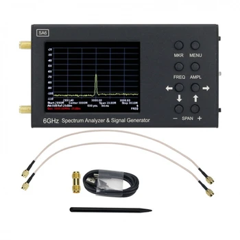 1Set SA6 6 ГГц Портативный анализатор спектра Тестер беспроводного генератора сигналов 3,2-дюймовый сенсорный экран Портативный 35-6200 МГц Черный