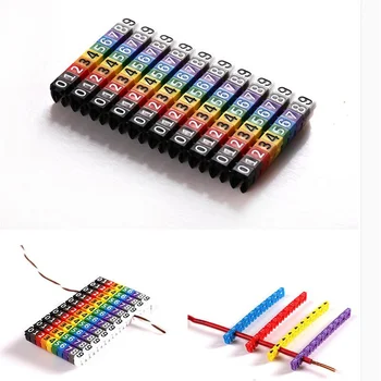 1set Цветные маркеры для кабелей Арабские цифры Зажим типа M Сеть Ethernet Номер провода Метка Метка Трубка Кабельный маркер Проводка Аксессуар