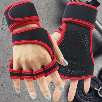1Пара спортивных перчаток с половиной пальца Перчатки для тяжелой атлетики Перчатки для тренировок для фитнеса Спорт Рука Запястье Перчатки для защиты ладони 1