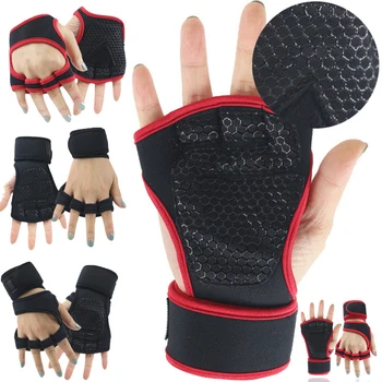 1Пара спортивных перчаток с половиной пальца Перчатки для тяжелой атлетики Перчатки для тренировок для фитнеса Спорт Рука Запястье Перчатки для защиты ладони 3