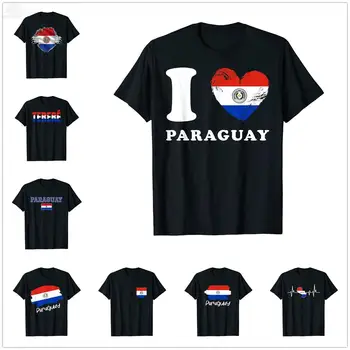 2022 Летний флаг Парагвая Я люблю Парагвай Кантри Футболка Для мужчин Женщины Футболка унисекс Топы Хлопковые футболки