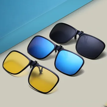 2023 Модные квадратные поляризованные солнцезащитные очки для мужчин и женщин Откидной клип на солнцезащитных очках На открытом воздухе Очки водителя Oculos UV400 Eywear