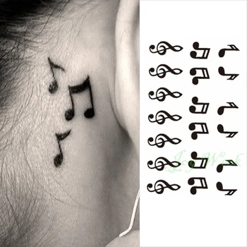24 Водонепроницаемая временная татуировка наклейка на ухе, палец, музыка, нота птица, звезды, линия, полоса, хна, татуировка, флэш-тату подделка для женщин