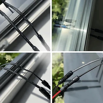 3 пары окон солнечного кабеля, 16-дюймовая плоская проводка солнечной панели с вилкой и соединителем разъема солнечной панели 5
