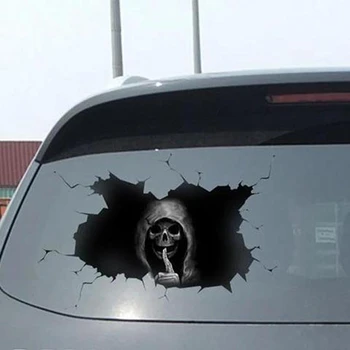 3D виниловый череп автомобильная наклейка ужасы хэллоуин череп наклейка для кузова автомобиля декор лобового стекла наклейка стайлинг автомобиля внешний декор
