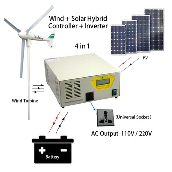 4 в 1 Wind Solar Controller Инвертор 600 Вт 1000 Вт Управление ветряной турбиной 180 Вт 300 Вт PV Control AC 110 В 220 В 1000 кВ Инвертор мощности