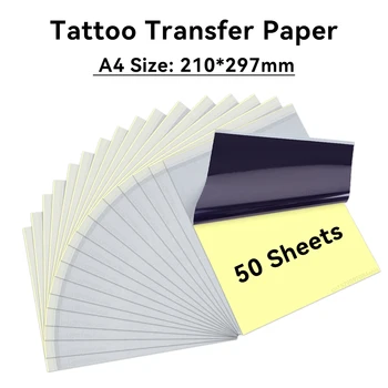 50 листов A4 Трафаретная бумага для татуировок Термокопировальная бумага 210 * 297 мм Бумага для переноса татуировок Копировальная бумага для термопринтера для татуировок DIY
