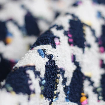 50x145 см Синяя гусиная лапка окрашенная пряжа плетеная шерстяная твидовая ткань для женщин Осенний пиджак Платье Костюмы Пальто Сумочка DIY Ткань Шитье 1