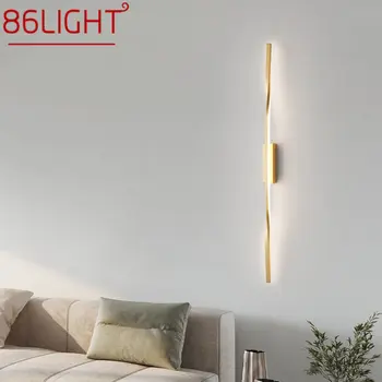 86LIGHT Современная латунная настенная лампа бра LED 3 цвета Творческая простота Золотой интерьер Прикроватный светильник для домашней гостиной 0