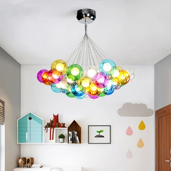 AC85-265V Красочные прозрачные стеклянные шаровые подвесные светильники G4 Люстра из мыльных пузырей для дома Деко Бар Кофе Гостиная Подвесная лампа