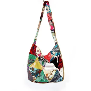 Annmouler Женская сумка 2022 Тренд Богемный стиль Женская сумка через плечо Сумка через плечо из хлопковой ткани Регулируемые женские сумки в стиле пэчворк 1