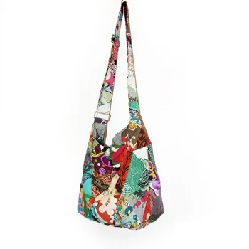 Annmouler Женская сумка 2022 Тренд Богемный стиль Женская сумка через плечо Сумка через плечо из хлопковой ткани Регулируемые женские сумки в стиле пэчворк 5