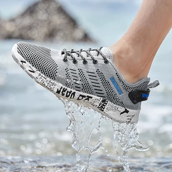 Aqua Shoes Водные виды спорта Быстросохнущие мужские кроссовки Дренажное отверстие Летняя пляжная обувь для плавания Мужская обувь плюс размера 48