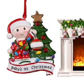 Baby First Рождественское украшение 2023 Рождественская елка Сувенирные кулоны DIY Crafts Resin First Baby Christmas Tree Decor Home Decor