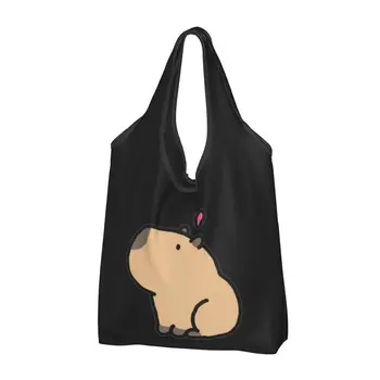 Capybara Сумка для покупок Складные продуктовые сумки Большая емкость Мультяшные сумки для переработки животных Моющаяся сумка