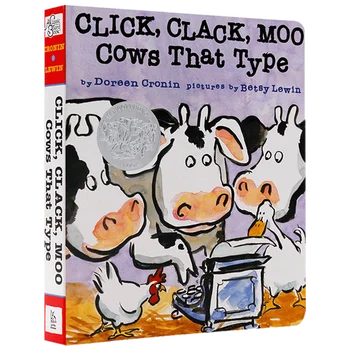 Click Clack Moo: Cows That Type, Детские книги в возрасте 1 2 3 лет, английская книжка с картинками, 9781442408890