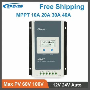 EPever 40 А 30 А 20 А 10 А MPPT Солнечный зарядный контроллер ЖК-дисплей 12 В / 24 В Авто для свинцово-кислотных литиевых батарей Высокоэффективный регулятор 0