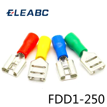 FDD1-250 Изолированная электрическая обжимная клемма с внутренней изоляцией для разъемов 22-16 AWG Кабель Проводной разъем 100 шт./уп. FDD1.25-250 FDD