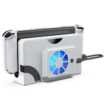 FULL-Для Nintendo Switch OLED Внешний охладитель Вентилятор охлаждения Подставка для хоста Охлаждающий вентилятор для Switch OLED Детали док-станции Белый