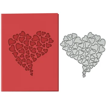  Hollow Out Heart Shape Металлические режущие штампы Скрапбукинг Обложка карты Бумага Пресс-форма для высечки DIY Пригласительный билет Скрапбук Материал