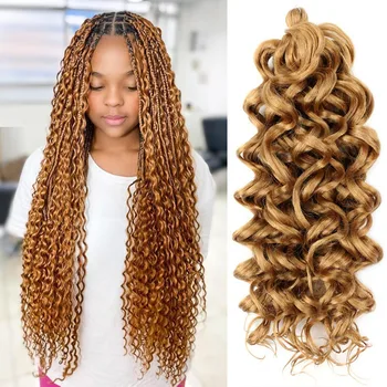 Kids Gold Синтетические волосы крючком 27#: 50 см Плетение волос и наращенные волосы Dread Hair Wave для летнего богемного стиля 2 упаковки длинных