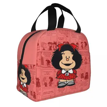 Mafalda Мультфильм Изолированные сумки для ланча Термосумка Многоразовая аниме Ланч-бокс высокой емкости Сумки для еды Пляжные путешествия