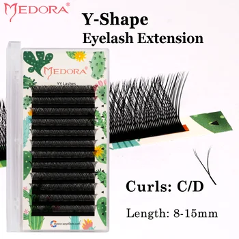 MEDORA 12 ряд YY Форма ресниц 0.07 Искусственная норка C/D 8-15 мм Черный Натуральные мягкие ресницы Дизайн Объемный вентилятор