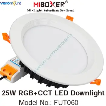 MiBoxer FUT060 25 Вт Smart RGB + CCT Светодиодный даунлайт Встраиваемый внутренний потолочный светильник с регулируемой яркостью AC100 ~ 220V 2.4G RF Remote WiFi APP Control
