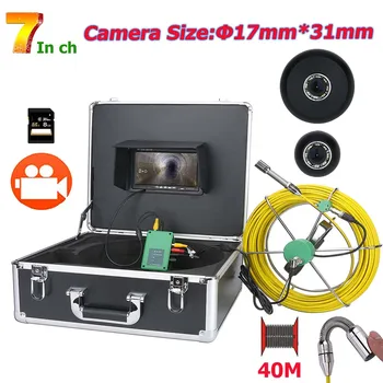 MOUNTAINONE 7-дюймовый видеорегистратор 17 мм Промышленная система видеокамер для осмотра канализации IP68 1000 TVL камера с 8 шт. Освещение 8G 40 м 50 м