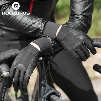 ROCKBROS Велосипедные перчатки Ветрозащитные дышащие Мужчины Женщины Полный палец Велосипед MTB Противоскользящий велосипед Амортизирующие перчатки