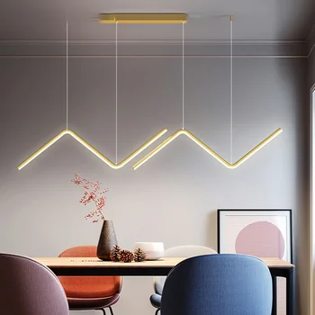 SANDYHA Nordic Simple Line Design Декоративная лампа Современная светодиодная люстра для гостиной, столовой, кухни, офиса, домашнего подвесного светильника 1