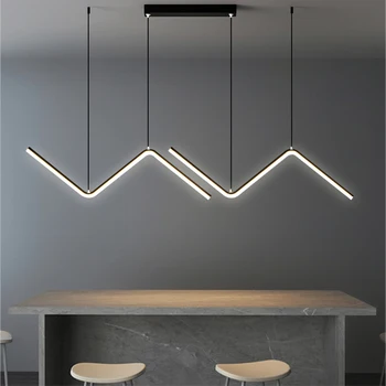 SANDYHA Nordic Simple Line Design Декоративная лампа Современная светодиодная люстра для гостиной, столовой, кухни, офиса, домашнего подвесного светильника 2