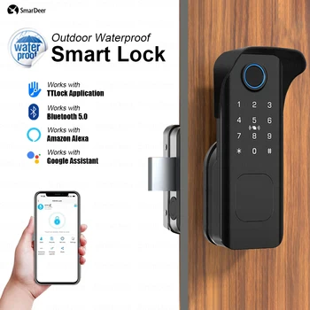 SmarDeer Электронный замок для водонепроницаемого интеллектуального дверного замка TTLock с биометрическим замком по отпечатку пальца Bluetooth 5 в 1 Бесключевой доступ