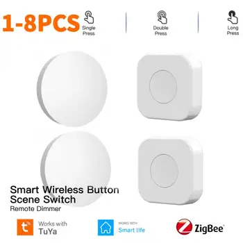 Tuya Zigbee Smart Scene Switch Мини-беспроводной кнопочный переключатель Multi Scene Linkage One Touch Control Remote Dimmer For Smart Life