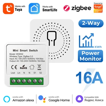 Tuya Zigbee WiFi Mini Smart Switch Module 16A 2Way Control Smart Life APP Голосовое управление работает с Alexa Alice Google HomeKit 0