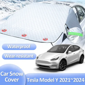 Автомобильный снегозащитный чехол для Tesla Model Y 2021 2022 2023 2024 Лобовое стекло Козырек Защита от льда Зимняя защита от замерзания Авто Аксессуары для экстерьера