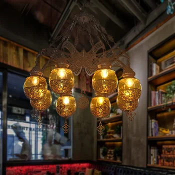 Американский ретро Потолочный светильник Кафе B & B Отель Клуб Классические лампы Ресторан Полые резные декоративные светильники