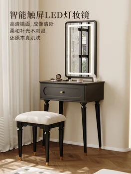  Американский ретро Туалетный столик из массива дерева Спальня Маленькая квартира Черная флип Столик для макияжа Китайский древний стиль Продвинутый 0