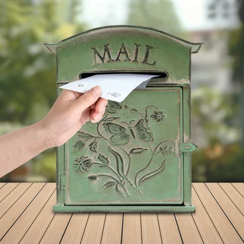 Антикварный металлический почтовый ящик Настенный почтовый ящик Садовый почтовый ящик Запираемый