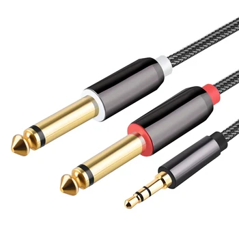 Аудиокабель 3,5 мм на двойной 6,35 мм Aux кабель 2X6,5 на 3,5 Штекер для микшера Усилитель Динамик Разветвитель Кабель 1 м / 3,28 фута