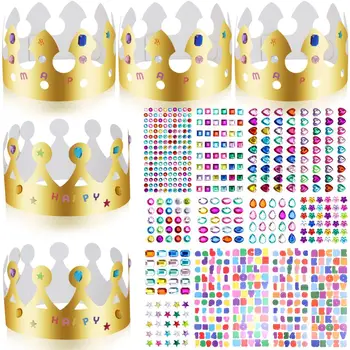  Бумага День рождения Корона Шляпы Драгоценные камни Самоклеящиеся наклейки Красочные наклейки с буквами