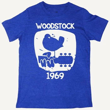 Вудсток 1969 Винтажная футболка Музыка с коротким рукавом и принтом хлопковая футболка США больших размеров 1