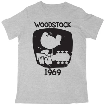 Вудсток 1969 Винтажная футболка Музыка с коротким рукавом и принтом хлопковая футболка США больших размеров 2