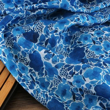 Высококачественная чистая ткань рами Тонкий фасон в летнем тиссусе Элитные платья, платья и чхонсам пэчворк Синий тай-дай тиссу